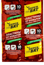 Пластины SUPER BAT от комаров с двойным эффектом красные 10 шт.